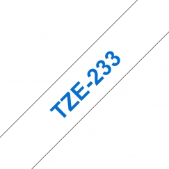 Brother TZE-233 etikečių juostelė Mėlyna ant balto paviršiaus