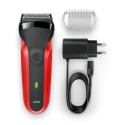 Braun Series 3 300s Sietiņa skuveklis Trimmeris Melns, Sarkans Braun Series 3 300s Sietiņa skuveklis Trimmeris Melns, Sarkans