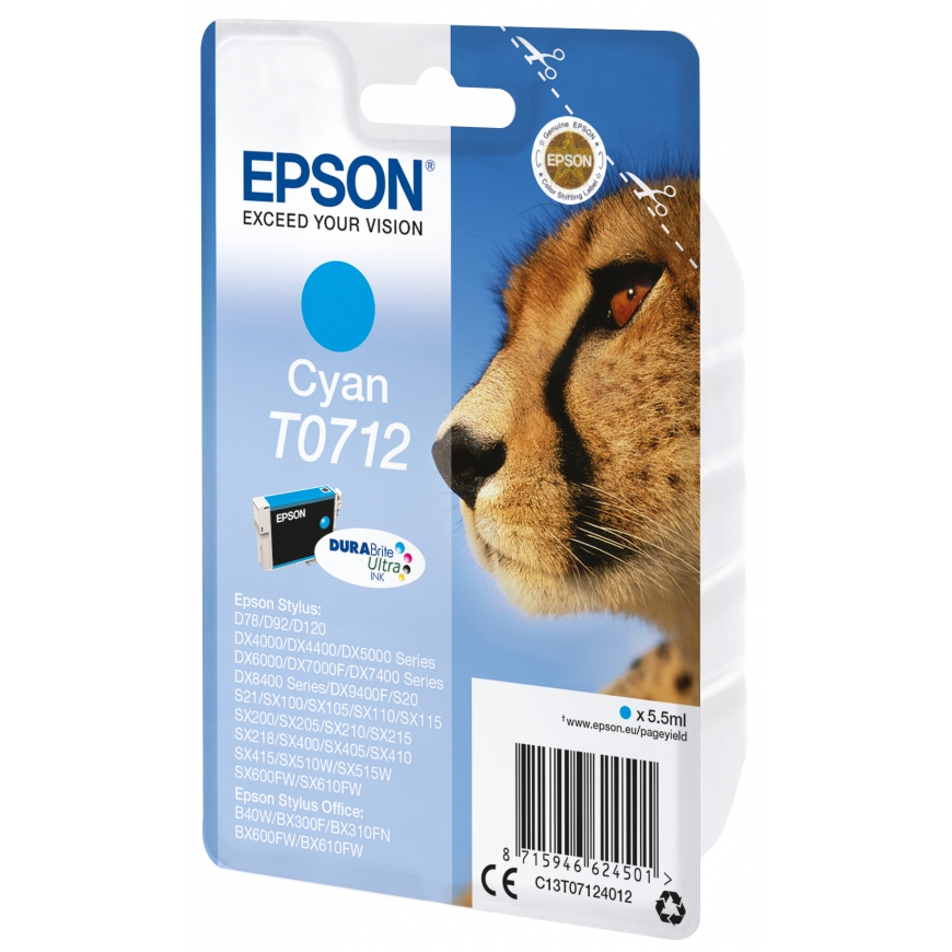 Epson Singlepack Cyan T0712 DURABrite Ultra Ink – 2
