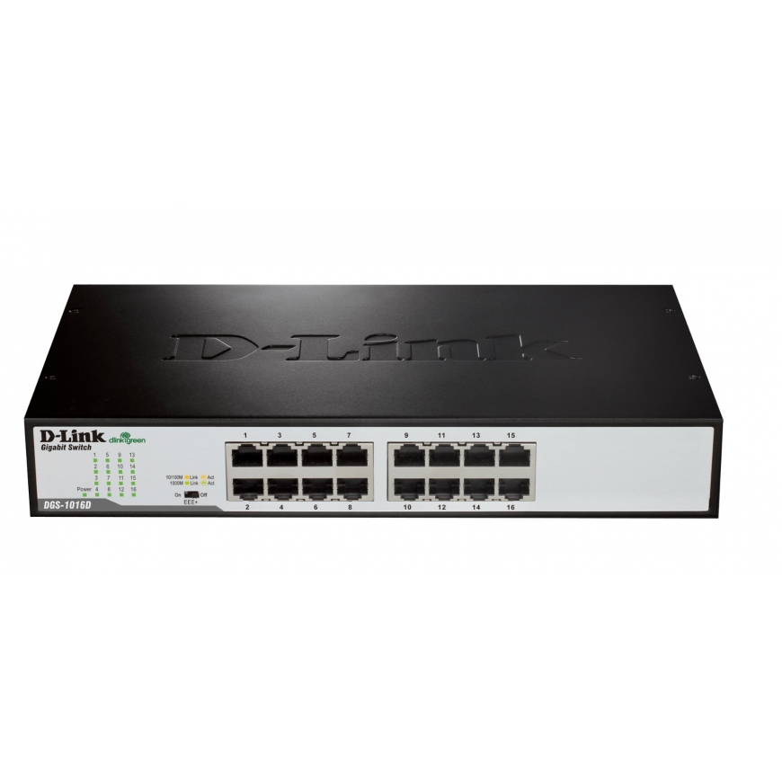 D-Link DGS-1016D/E tīkla pārslēgs Nepārvaldīts Melns, Metālisks – 2