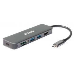 D-Link DUB-2327 док-станция для ноутбука Проводная USB Type-C Серый