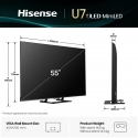 Hisense 55U7Q 139,7 cm (55") 4K Ultra HD Viedtelevizors Wi-Fi Melns 450 cd/m²