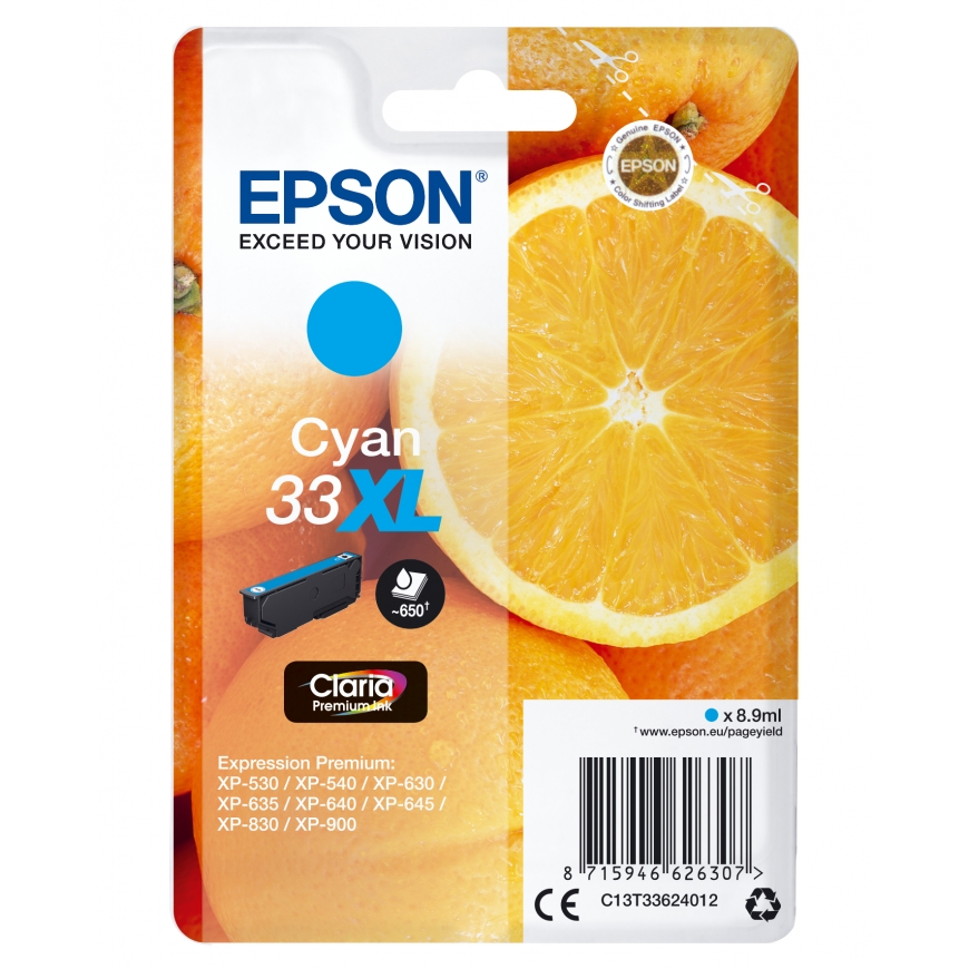 Epson Oranges C13T33624012 tindikassett 1 tk Originaal High (XL) Yield Tsüaan