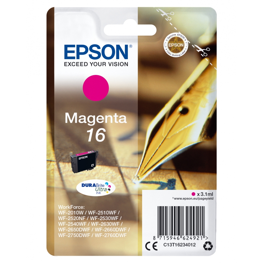 Epson Pen and crossword C13T16234012 rašalo kasetė 1 vnt Originalus Standartinė išeiga Rausvai raudo
