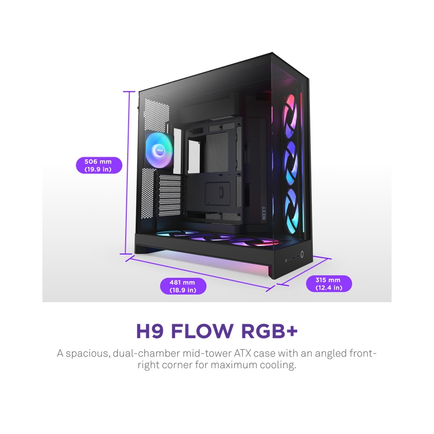 NZXT H9 Flow RGB+ Midi Tower Black – 2