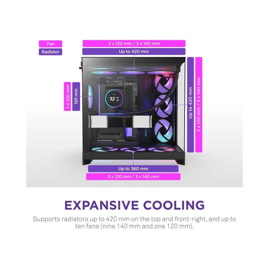 NZXT H9 Flow RGB+ Midi Tower Black – 4