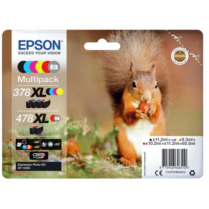 Epson Squirrel 478XL rašalo kasetė 1 vnt Originalus Didelė (XL) išeiga Juoda, Žydras, Rausvai raudon – 2