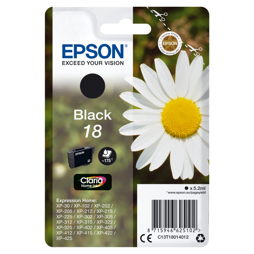 Epson Daisy Yksittäispakkaus, musta 18 Claria Home -muste