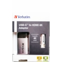 Verbatim 49143 video kabeļu aksesuārs 0,1 m USB Veids-C HDMI Melns, Sudrabs Verbatim 49143 video kabeļu aksesuārs 0,1 m USB Veids-C HDMI Melns, Sudrabs