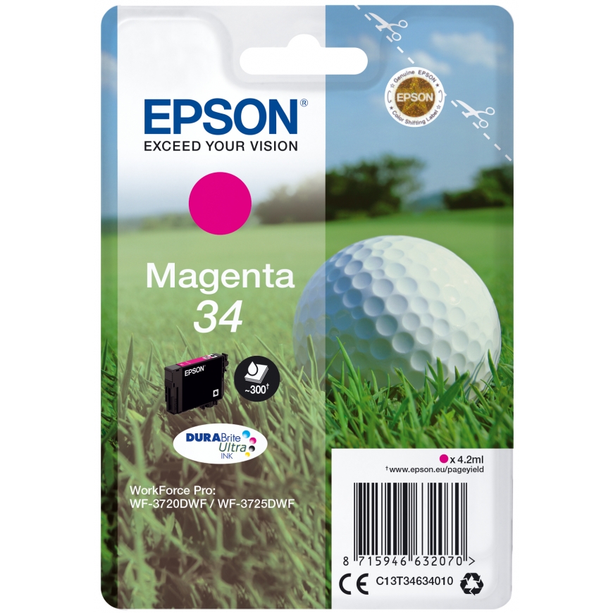 Epson Golf ball C13T34634010 струйный картридж 1 шт Подлинный Стандартная Пурпурный