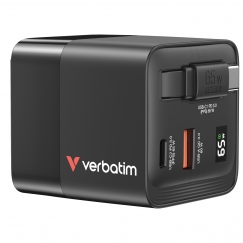 Verbatim GaN Charger 65W Universalus Juoda AC Spartusis įkrovimas Vidaus
