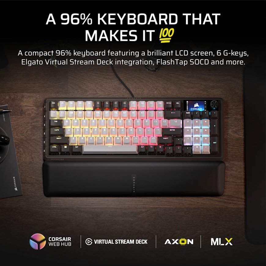 Corsair CH-91E921E-NA klaviatūra Žaidimams USB QWERTY Anglų (JAV) Juoda, Balta – 2