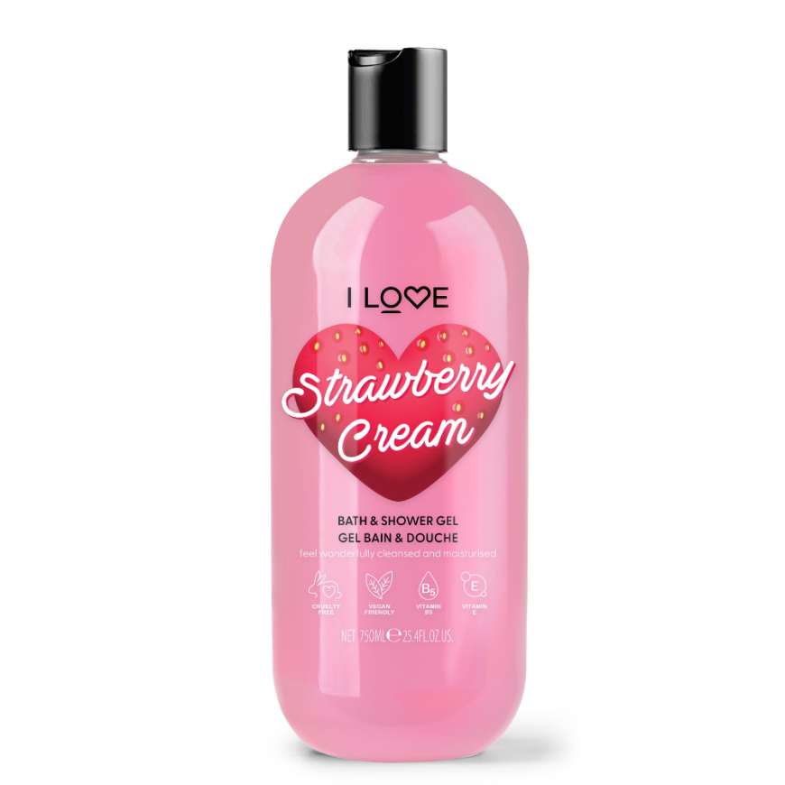 I Love, Strawberries & Cream, Hydrating, Shower Gel, For All Ski