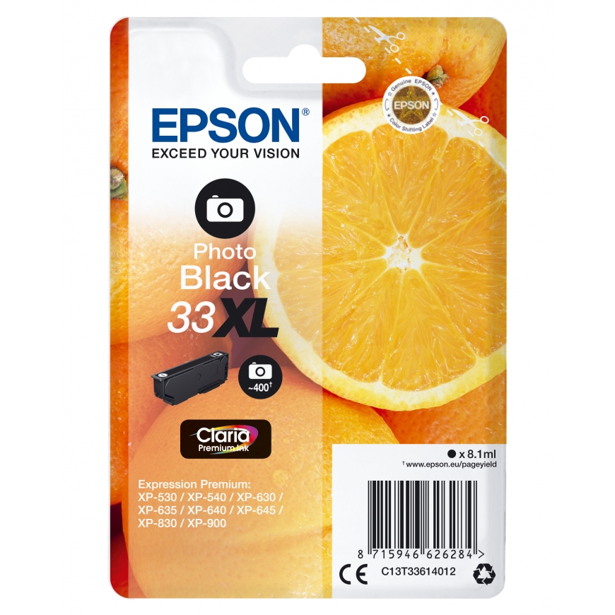 Epson Oranges C13T33614012 rašalo kasetė 1 vnt Originalus Didelė (XL) išeiga Foto juoda