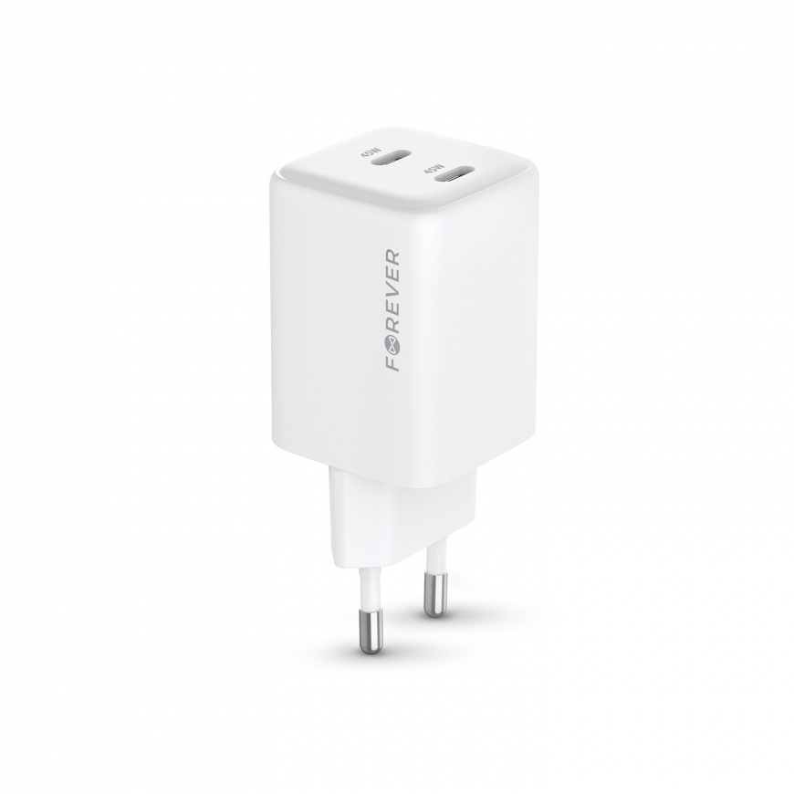 Forever TC-08-45CC GaN PD charger 2x USB-C 45W white – 2