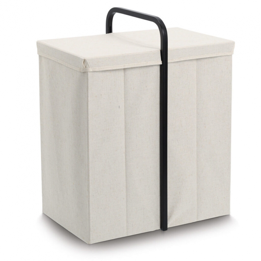 Zeller Present 14553 laundry basket Rectangular Polyester, Bamboo Cream, Black