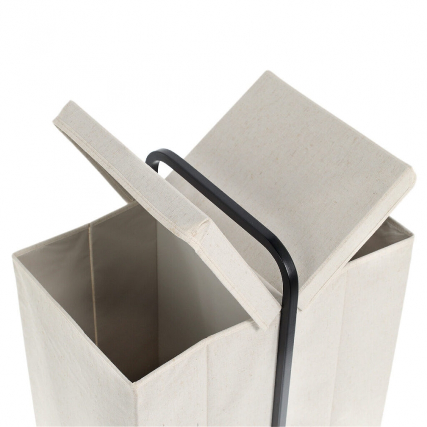 Zeller Present 14553 laundry basket Rectangular Polyester, Bamboo Cream, Black – 2