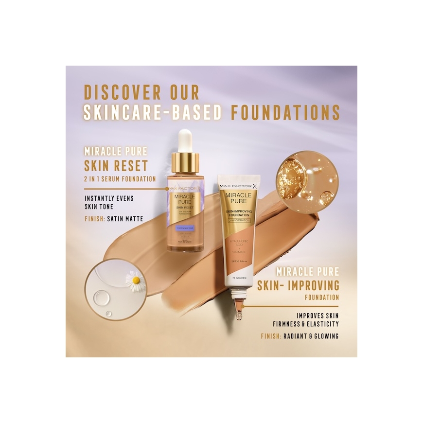 Max Factor Miracle Pure 2in1 Skin Reset Buteliukas su pipete Skystis 80-85 – 4