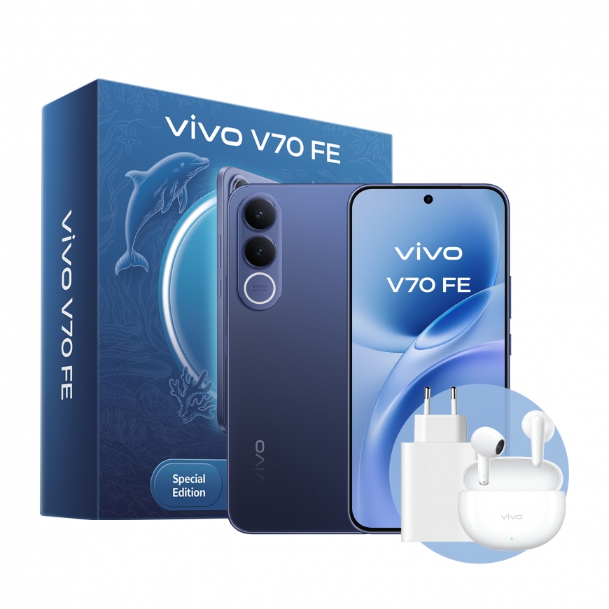 VIVO V70 Fe 17,4 cm (6.83") Divas SIM kartes Android 16.0 5G USB Veids-C 8 GB 512 GB 7000 mAh Zils