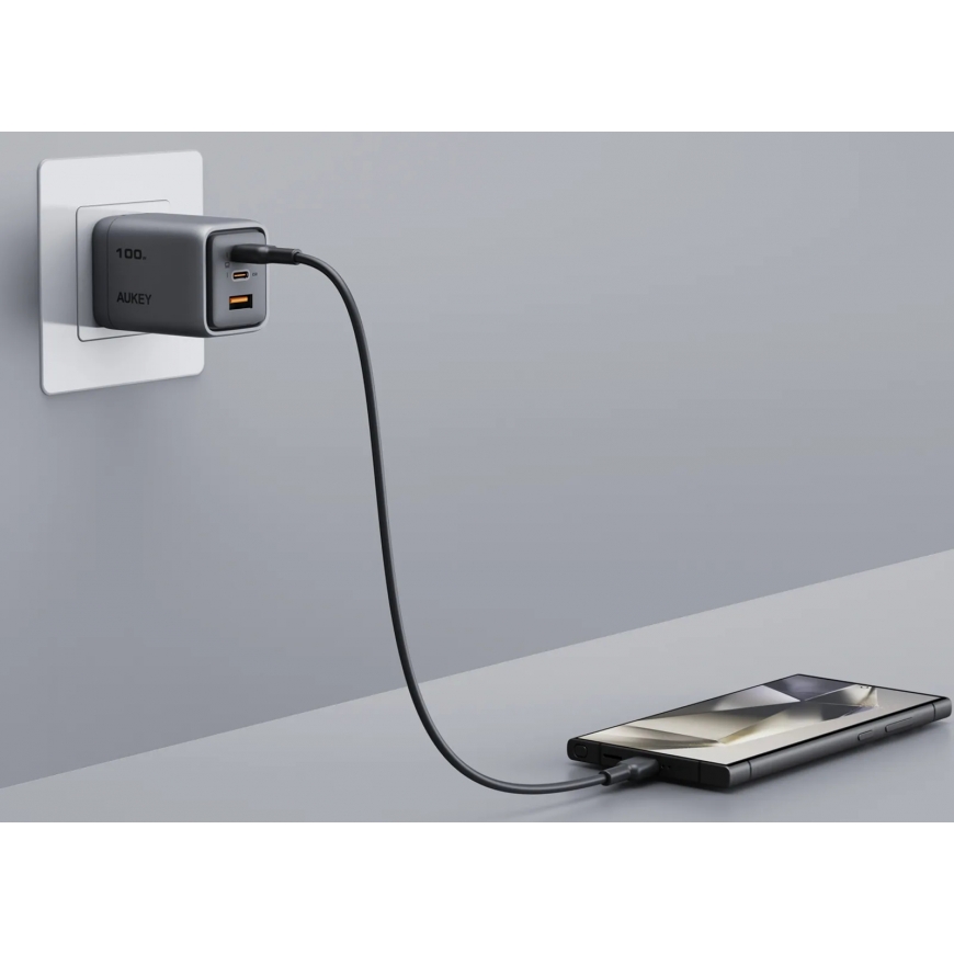 AUKEY PA-C5 wall charger 100W gray Mobiiltelefon Hall Vahelduvvool Automaatne – 5