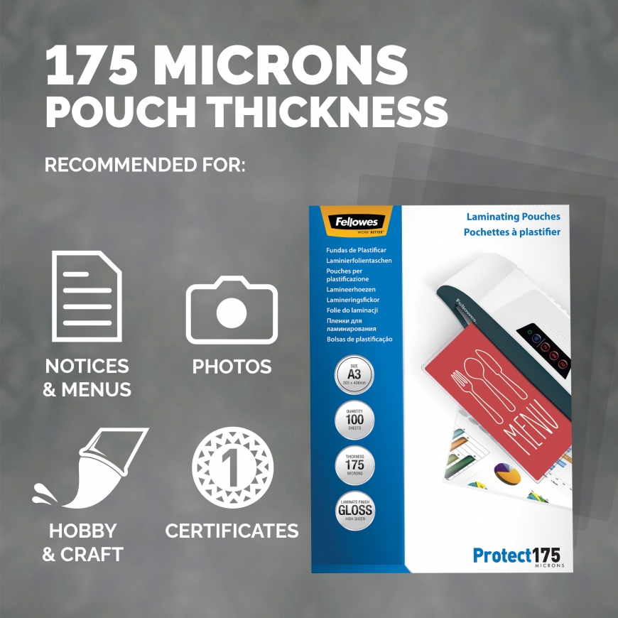 Fellowes A3 Glossy 175 Micron Laminating Pouch - 100 pack – 3