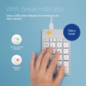 R-Go Tools Numeric keypad R-Go Numpad Break, ergonomic numeric keypad with break software, wired, wh