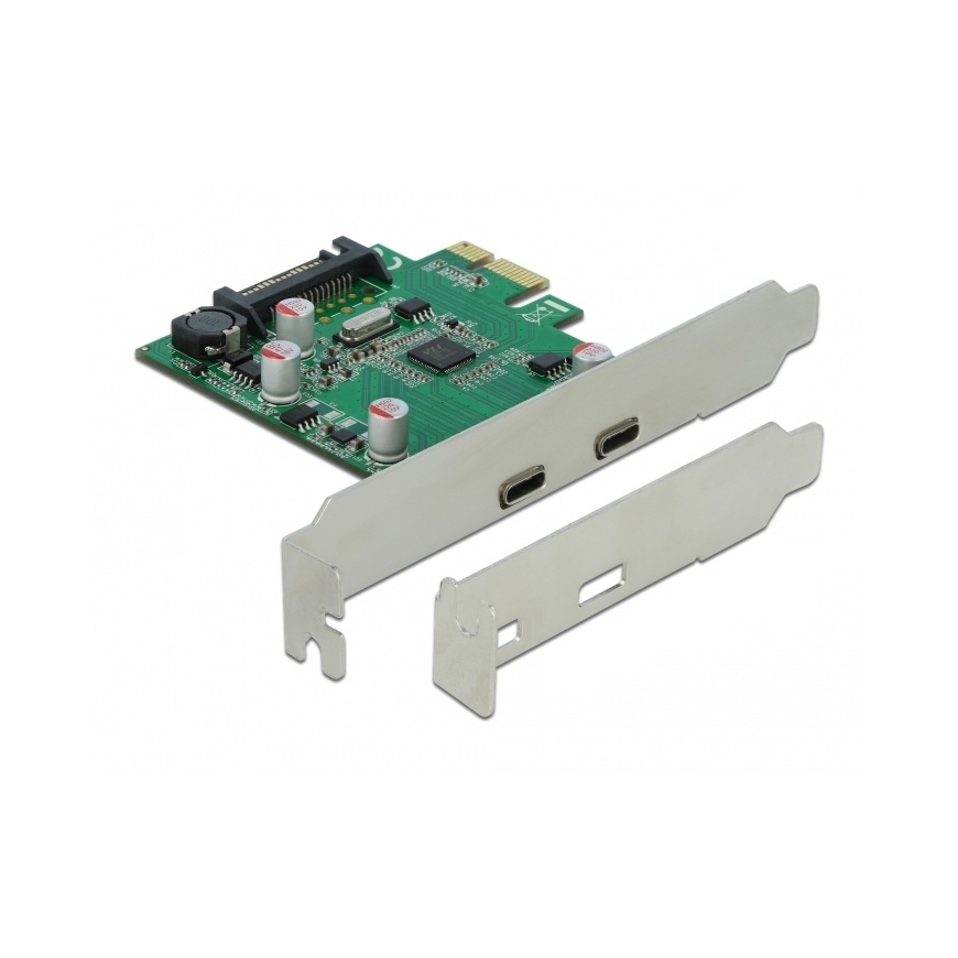 DeLOCK PCI Express x1 Card to 2 x external SuperSpeed USB (USB 3.2 Gen 1) USB Type-C™ female interfa