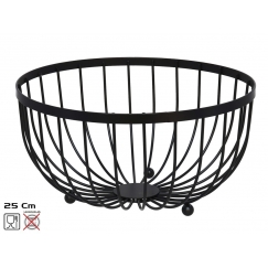Juodas metalinis vaisių dubuo 25x25x13 cm, KITCHEN&GO