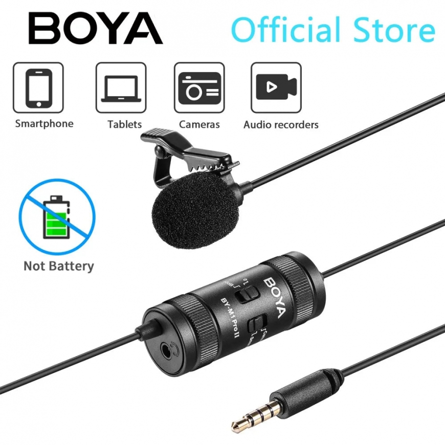BOYA BY-M1 PRO II mikrofonas Juoda „Lavalier“ / „Lapel“ mikrofonas – 5