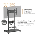 Equip 50"-90" Mobile TV Trolley with Pegboard Shelf Equip 50"-90" Mobile TV Trolley with Pegboard Shelf