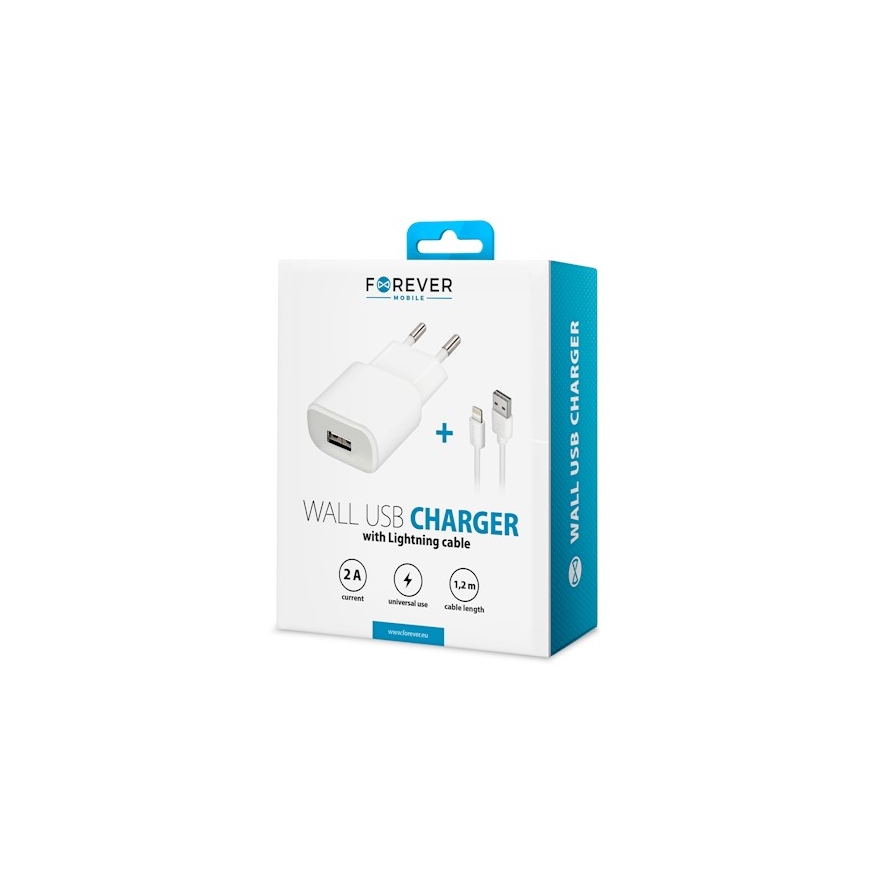Forever Wall USB charger 2A TC-01 + Lightning cable – 2