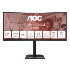 AOC E4 CU34E4CV tietokoneen litteä näyttö 86,4 cm (34") 3440 x 1440 pikseliä UltraWide Quad HD LCD M