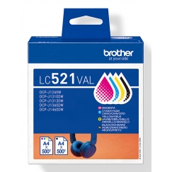 Brother LC521VAL струйный картридж 4 шт Подлинный Черный, Голубой, Пурпурный, Желтый