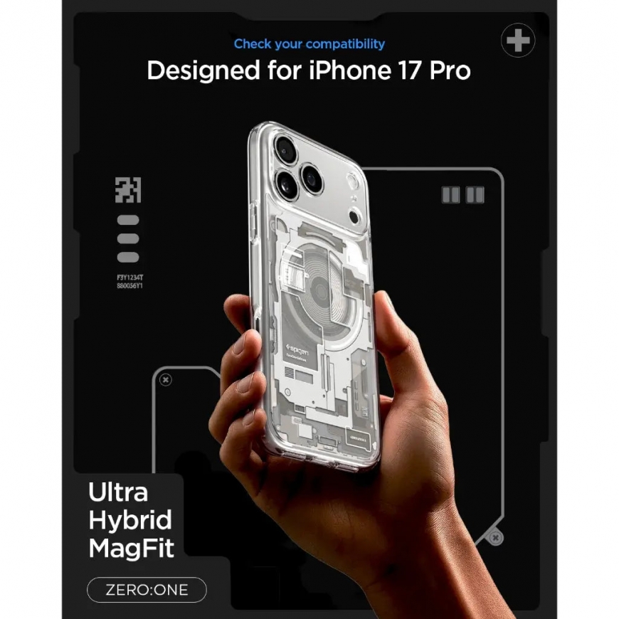 Spigen Ultra Hybrid (MagFit) Zero One mobiiltelefoni ümbris 16 cm (6.3") Kate Titaanium, Läbipaistev – 2