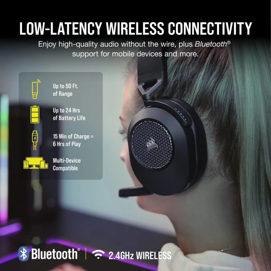 Corsair HS65 Headset Wireless Head-band Gaming Bluetooth Black – 5