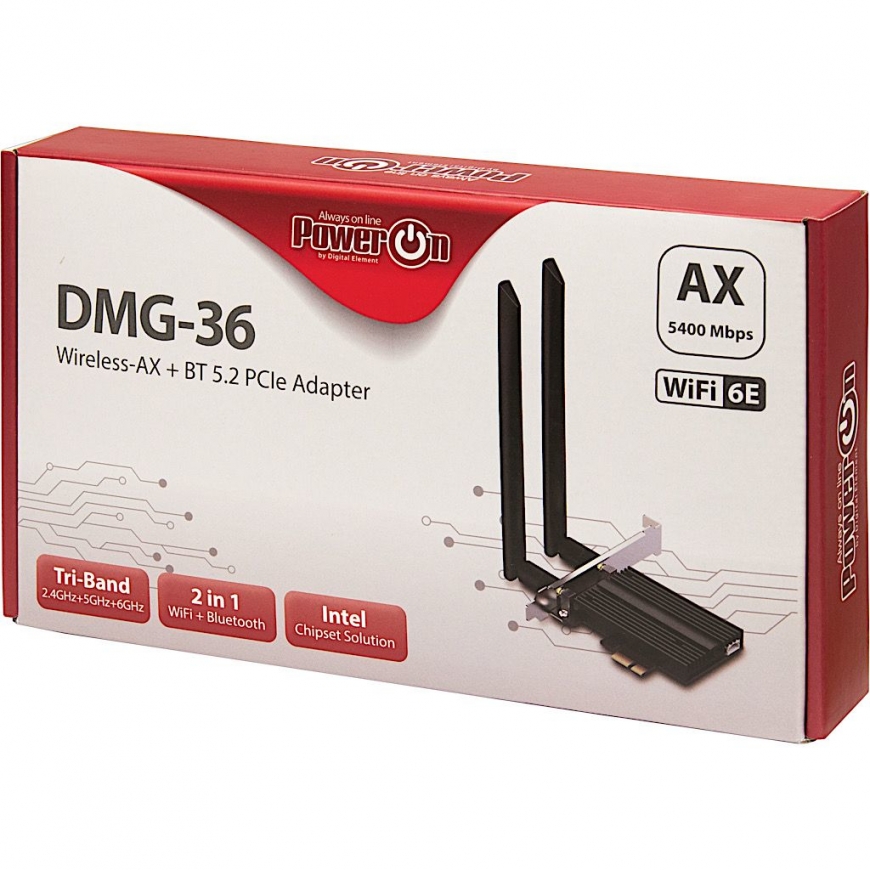 Inter-Tech DMG-36 Sisäinen WLAN / Bluetooth 5400 Mbit/s – 3