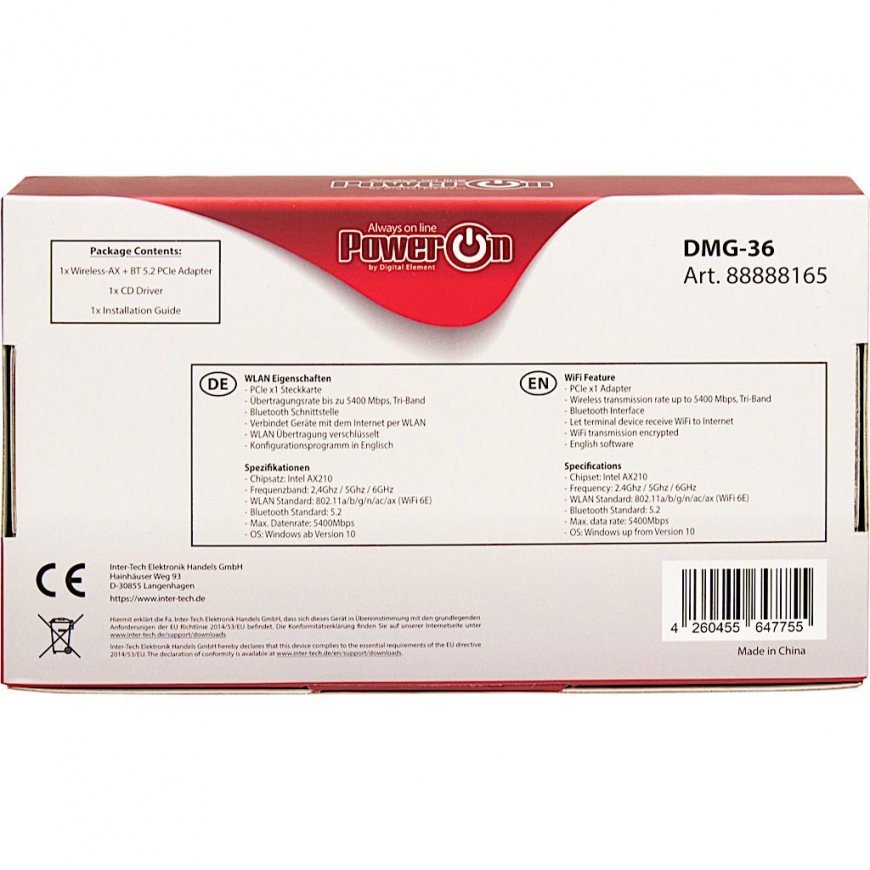Inter-Tech DMG-36 Внутренний WLAN / Bluetooth 5400 Мбит/с – 4