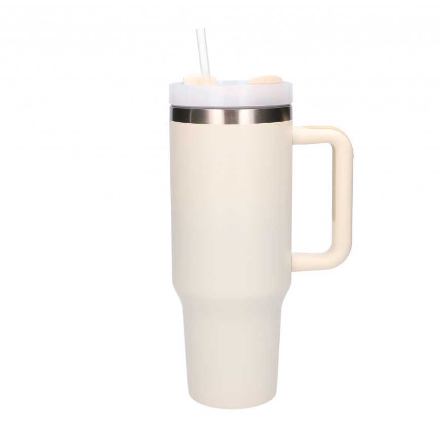 Extralink BLACK FOREST KUBEK TERMICZNY ZE SLOMKA TERMOS Z UCHWYTEM 1200ML BEZOWY – 2