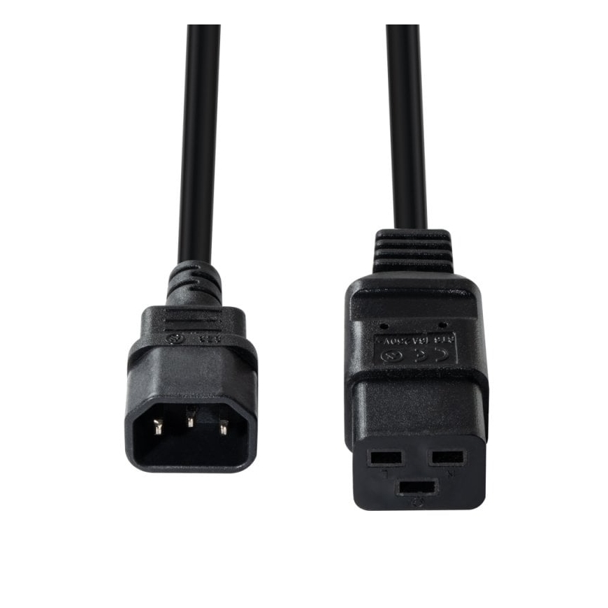 Lindy 1m C14 to C19 Mains Extension Cable, Black – 3