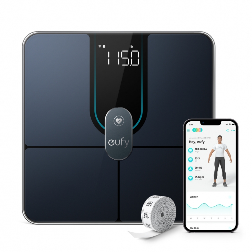 Eufy Smart Scale P2 Pro Nelinurkne Must Elektriline kaal