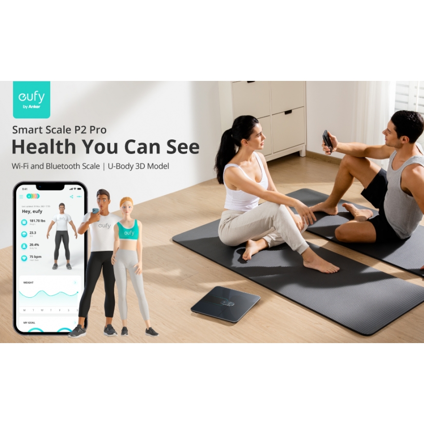 Eufy Smart Scale P2 Pro Neliö Musta Sähkökäyttöinen henkilövaaka – 4