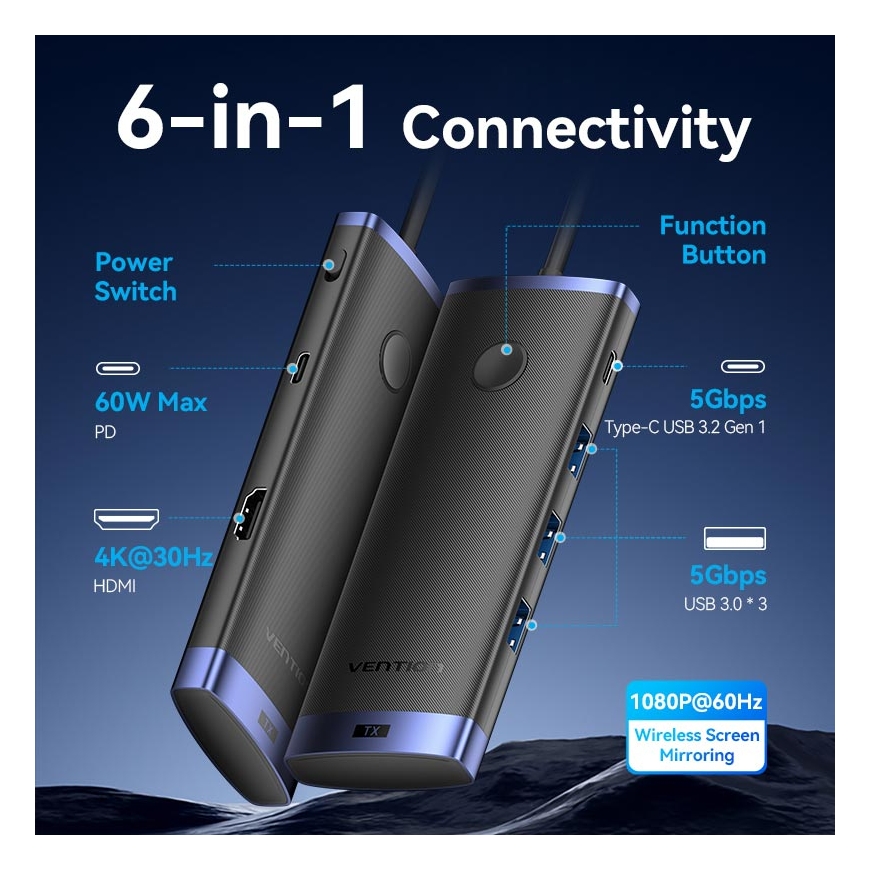 Vention TPVBB беспроводной адаптер для дисплеев HDMI Full HD Вставляемое в порт устройство – 5