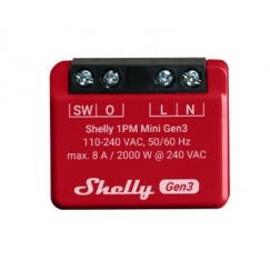 Shelly 1PM Mini Gen3 Интеллектуальный выключатель 1P Красный