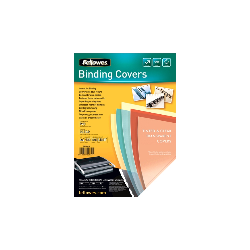 Fellowes 5375901 köitekaas A4 Plast, PVC Läbipaistev 100 tk