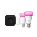 Philips Hue White and colour ambience Starter kit: 2 E27 smart bulbs + Dimmer switch + Bridge Pro