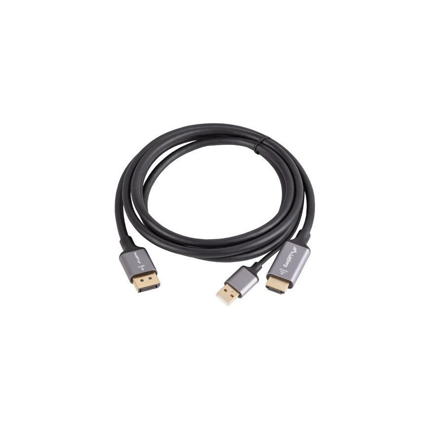 Lanberg CA-HDDP-20CU-0018-BK videokaabliadapter 1,8 m DisplayPort HDMI + USB Must, Hõbe – 3
