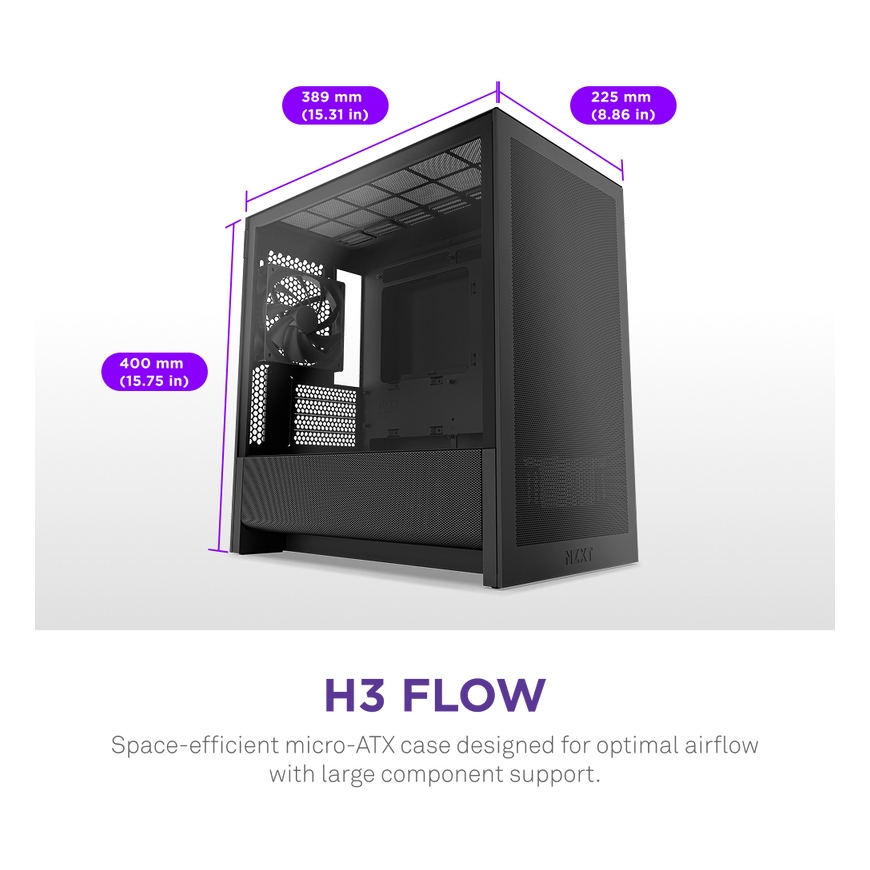 NZXT H9 H3 Flow Midi Tower Melns – 2