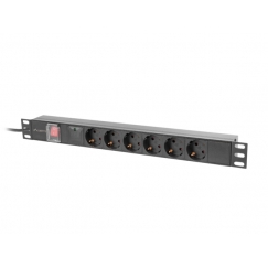 Lanberg PDU-06F-0200-IEC-BK блок распределения питания 6 розетка(и) 1U Черный