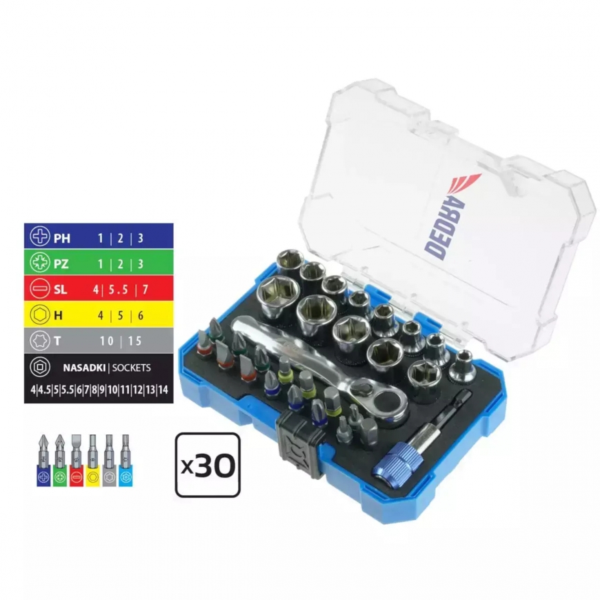 DEDRA 18A11S030 skrūvgrieža uzgalis 30 pcs