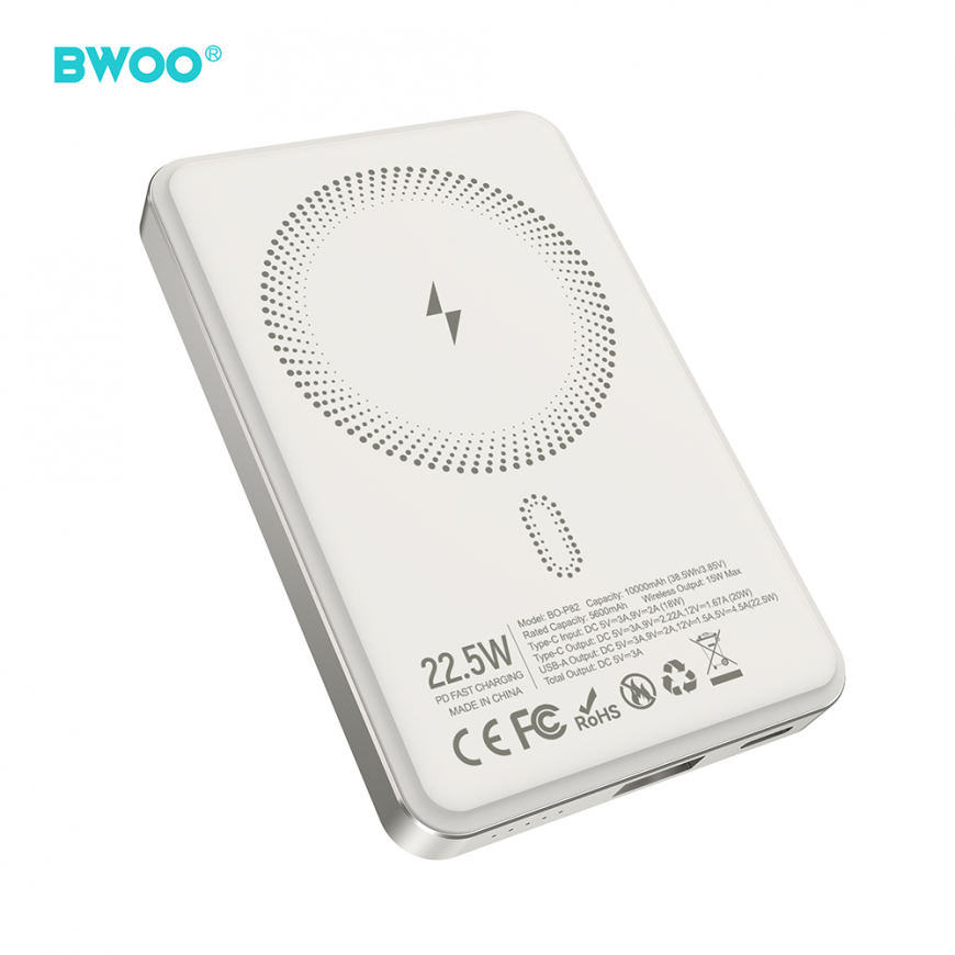 BWOO P82 BO 10000mah 15w power bank wireless charging light grey – 2